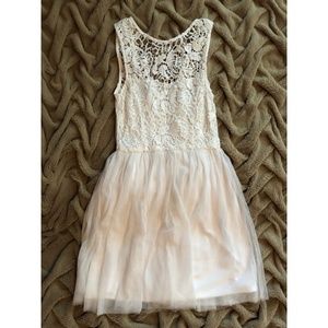 Short White Lace Tulle Dress